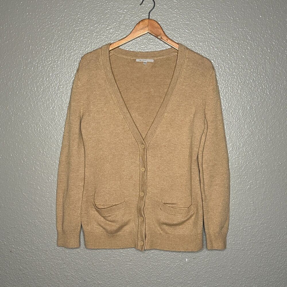 GAP Medium Plaited Elbow Light Camel Tan Cardigan Wool Blend